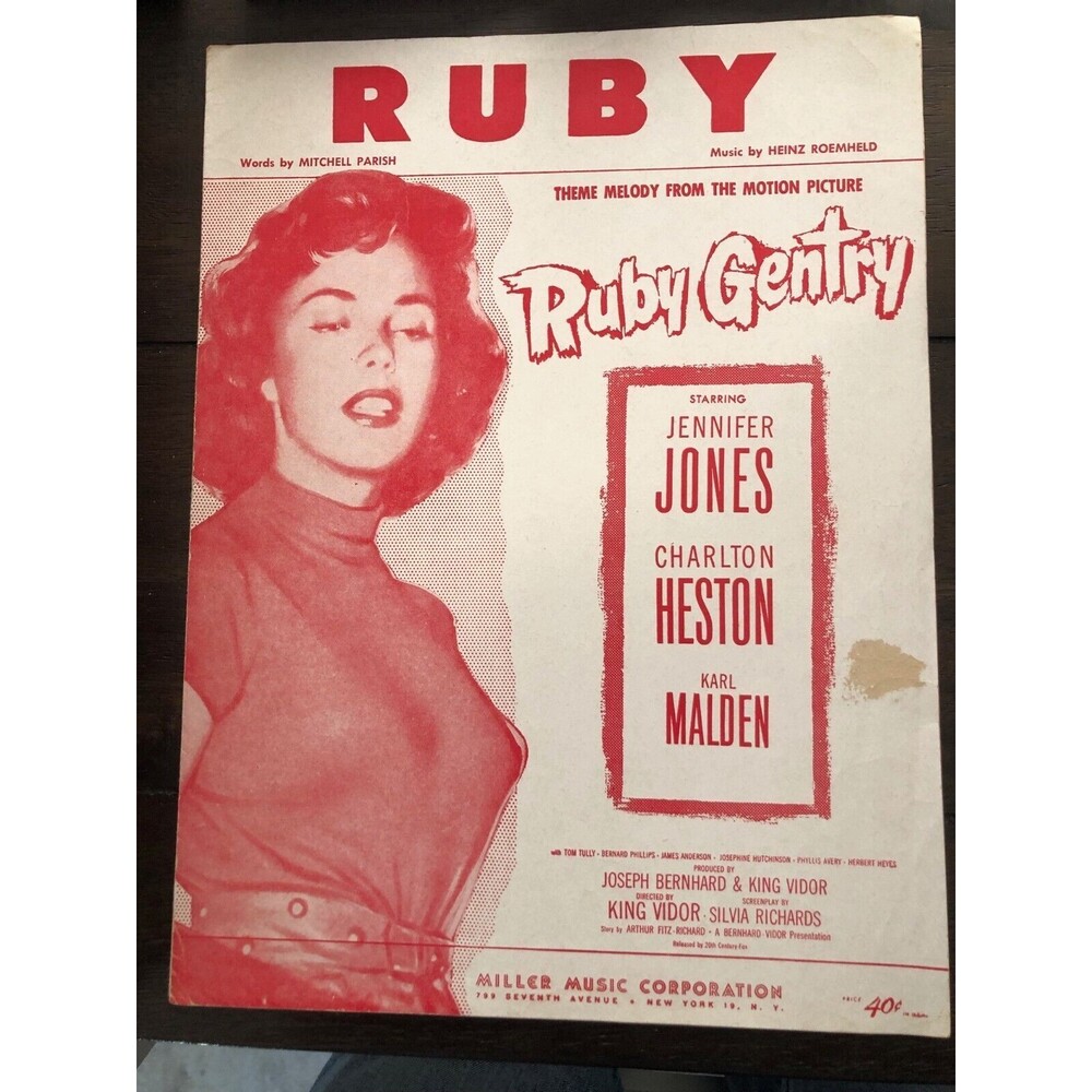 "Ruby" From Ruby Gentry by Jennifer Jones Sheet Music (Vintage)